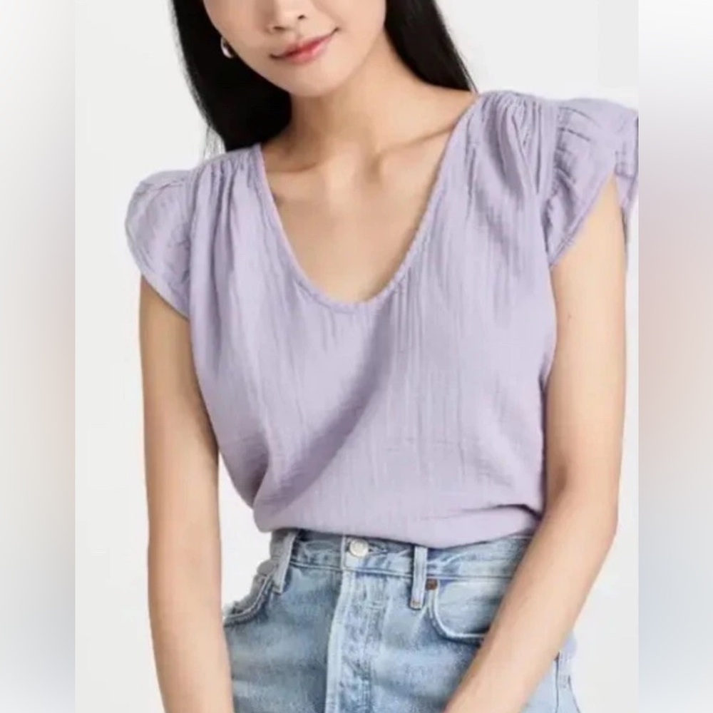 Velvet by Graham & Spencer Women's Top Sz S Breanna Flutter Sleeve Lilac S/S New